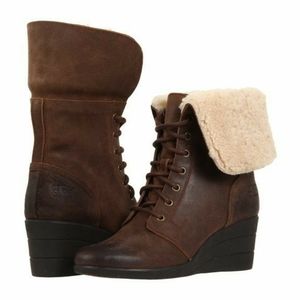 UGG UPTOWN ZEA LEATHER WEDGE BOOTS